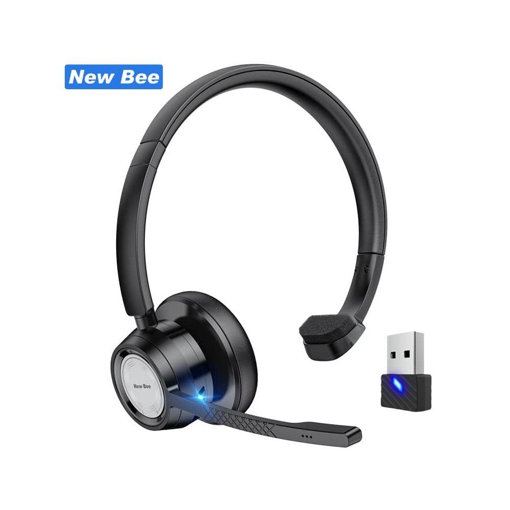 New Bee BH60 | Casque Télétravail & Call Center | Bluetooth 5.0 & Dongle