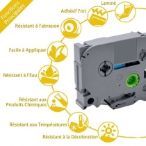 Cassette Ruban TAE-S231 | 12mm Noir sur Blanc | Adhésif Fort | 8m