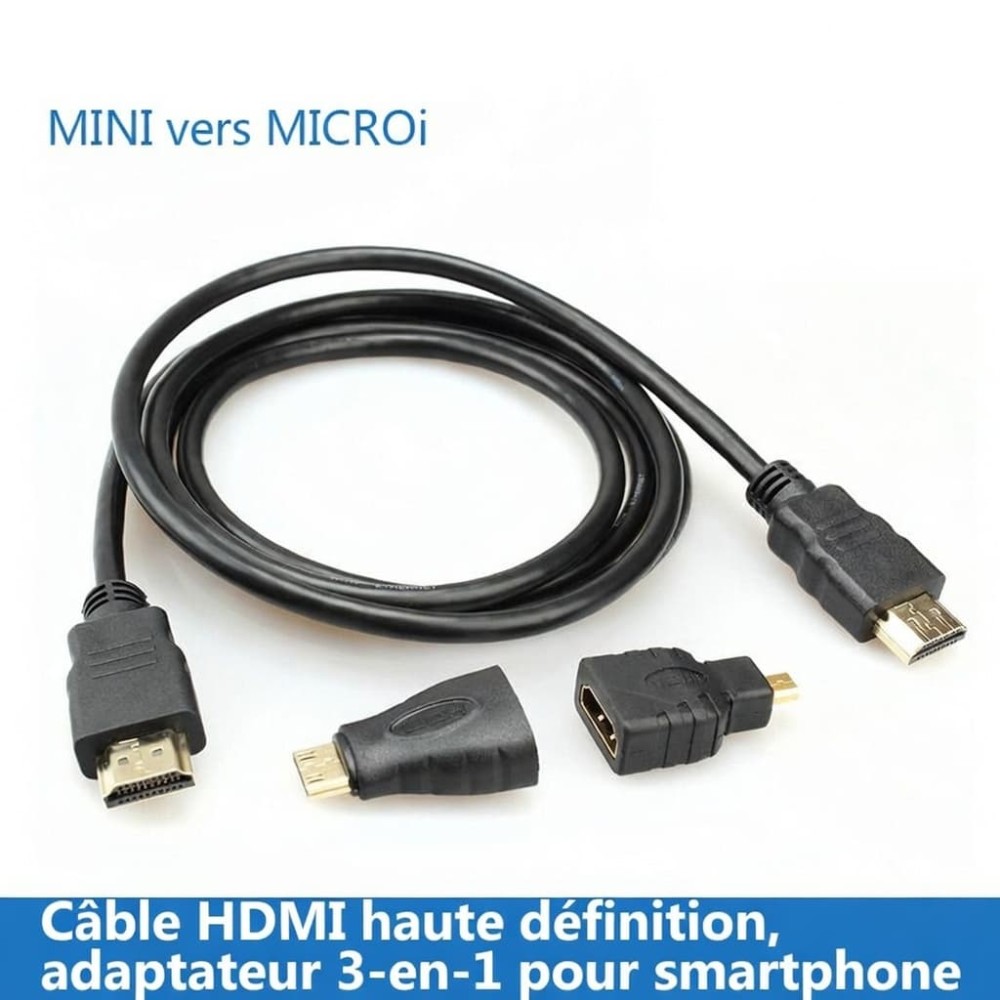 Câble HDMI 3-en-1 Haute Vitesse | Adaptateurs Mini & Micro HDMI | 1.5m