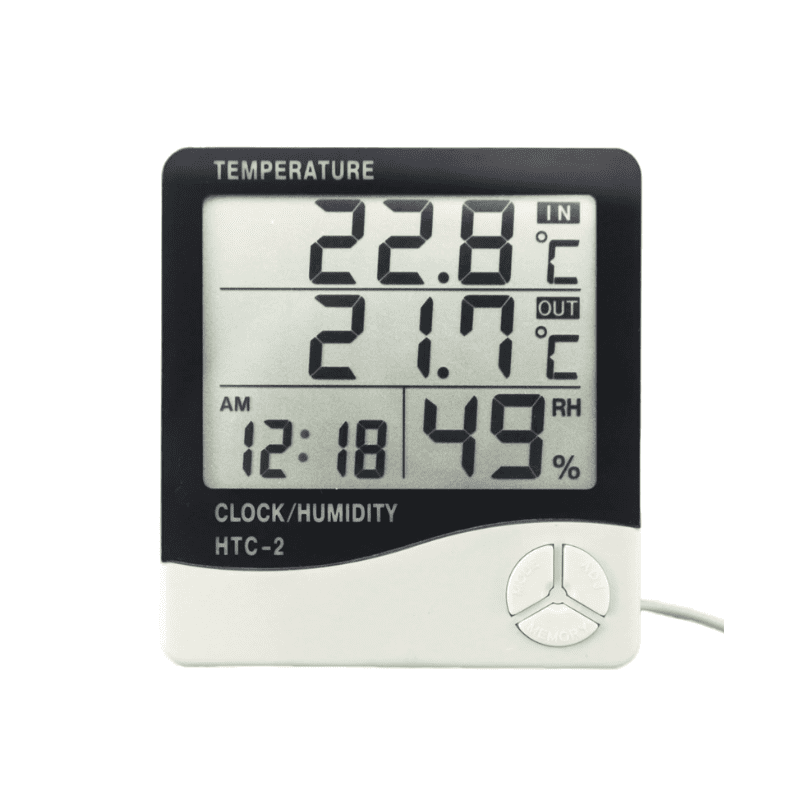 Thermo hygromètre numérique HTC-2 intérieur / extérieur Testeur d'humidité de la température avec heure / horloge Thermo hygromètre numérique HTC-2 intérieur / extérieur Testeur d'humidité de la température avec heure / horloge