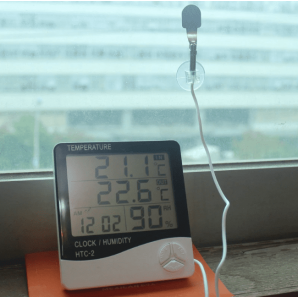 Thermo hygromètre numérique HTC-2 intérieur / extérieur Testeur d'humidité de la température avec heure / horloge