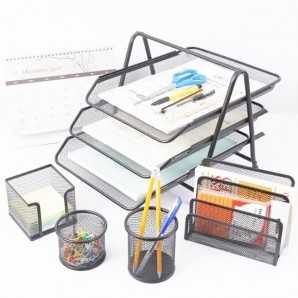 Ensemble port de document bureau en maille métallique de 5 pièces