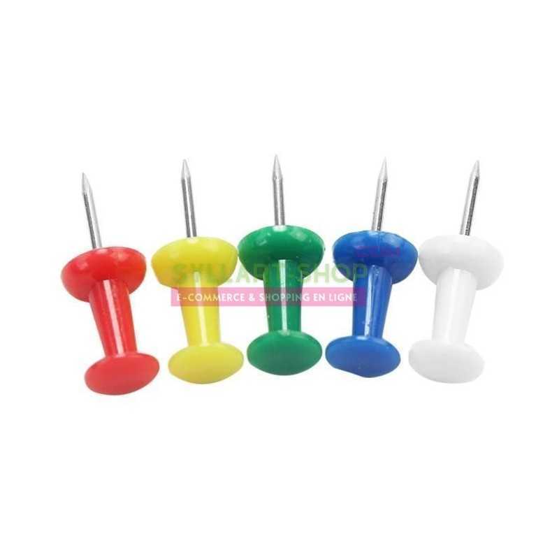 Boite de 39 Punaises Multicolore en Plastique pour Tableau Boite de 39 Punaises Multicolore en Plastique pour Tableau