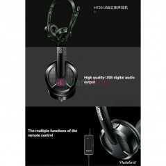 Casque d'écoute RAPOO H120 à réduction de bruit USB filaire pour ordinateur