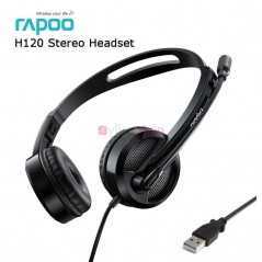 Casque d'écoute RAPOO H120 à réduction de bruit USB filaire pour ordinateur