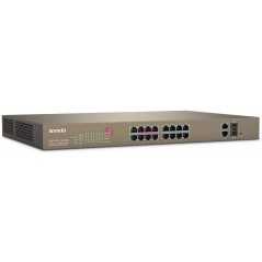 Switch 16 ports gigabit Tenda TEF1218P-16-250W, 16 x 10-100 (PoE+) + 2 x SFP Gigabit combiné Ordinateur de bureau PoE+ (230 W)