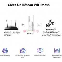 Répéteur TP-Link Mesh WiFi 6 (RE505X) WiFi AX1500 WiFi Booster 1 Port Ethernet Gigabit