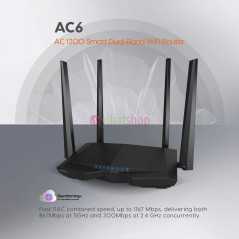 Tenda Routeur AC6 | Wi-Fi AC1200 Double Bande | 4 Antennes 5 dBi | Beamforming+
