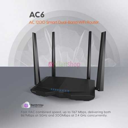 Point d'accès Tenda AC6 Routeur WiFi AC 1200Mbps WiFi Bi-bande 300 Mbps en 2.4 GHz et 867 Mbps en 5 GHz routeur Ethernet 4 Ports