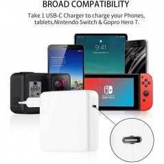 Adaptateur Secteur USB-C 30W a 96W Chargeur Mac Compatible avec Mac Book Pro Thunderbolt 13