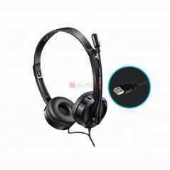 Casque d'écoute RAPOO H120 à réduction de bruit USB filaire pour ordinateur