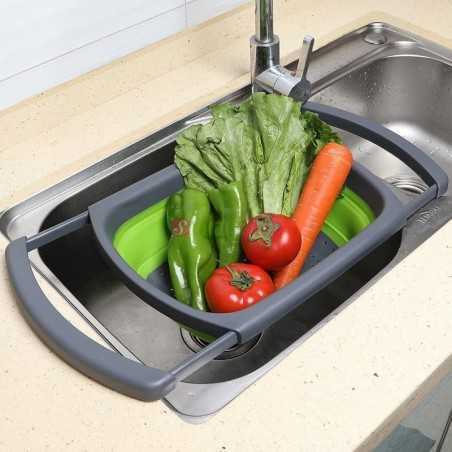 Passoire rétractable, pliable à poser au-dessus du lavabo pour laver fruits et légumes