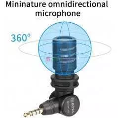 Microphone Boya BY-M110 à condensateur compact - Directivité omnidirectionnelle - Jack 3.5 mm TRRS - Smartphone/Tablette/PC