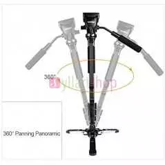 Trepied YunTeng VCT-288 Monopode pour photographie & vidéo avec trépied à base rotative - Fourni avec sa housse