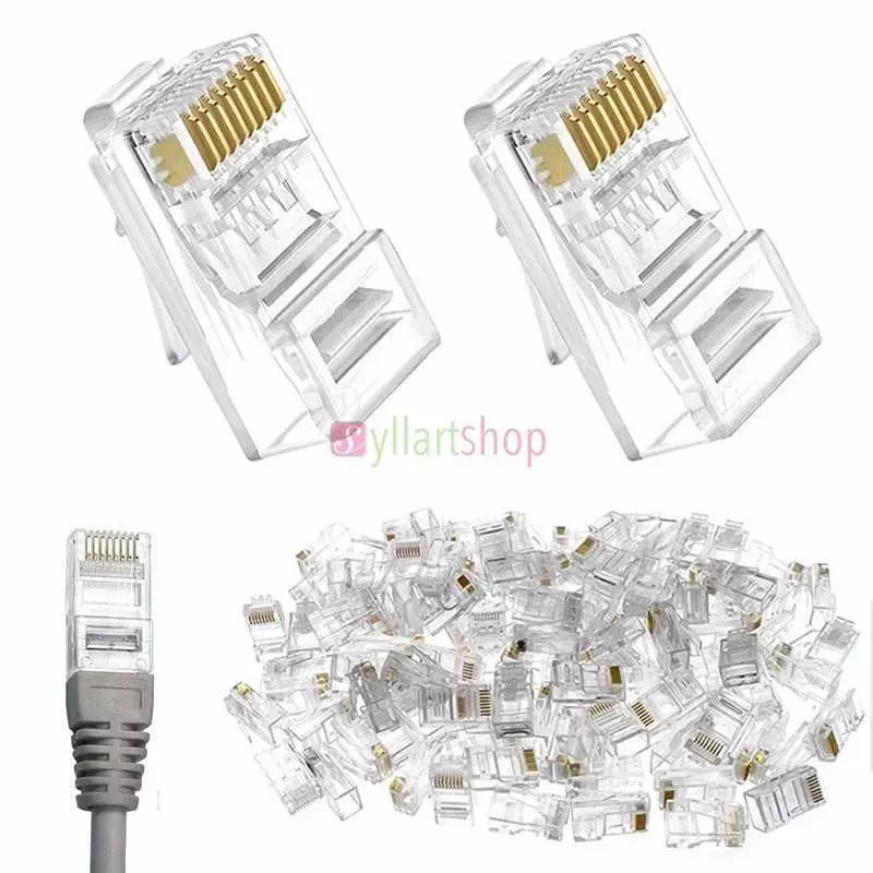 Connecteurs RJ45 Mâles | Non Blindés UTP 8P8C | Lot de 100 (Cat5e/Cat6)