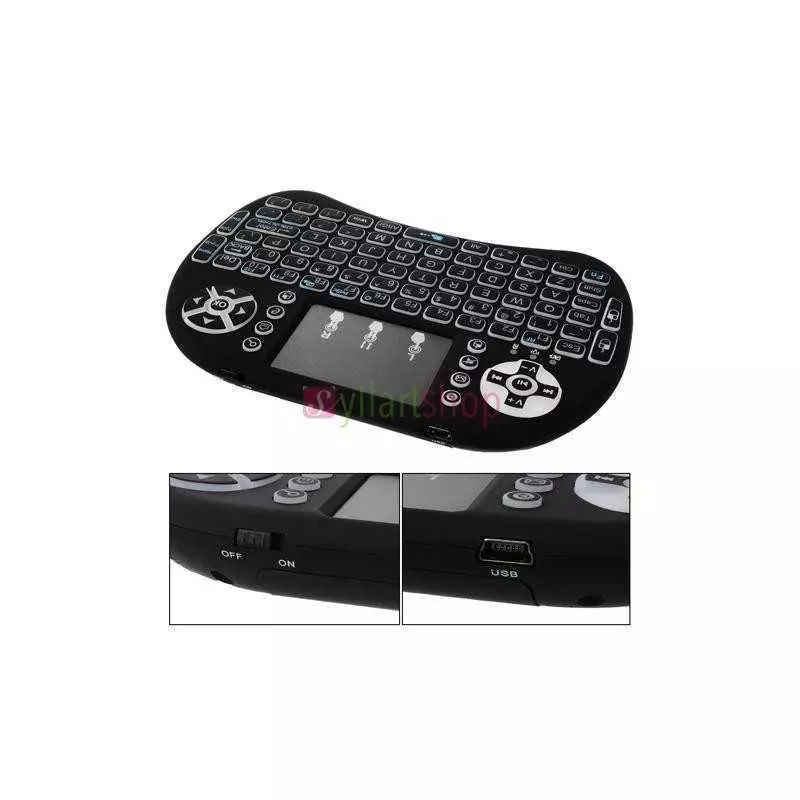 Mini clavier rétroéclairé 2.4G sans fil i8 pour TV Box avec souris à air tactile