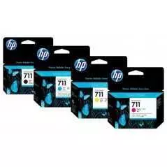 Cartouche d'Encre HP-711 Noir, Rouge, Jaune, Bleu