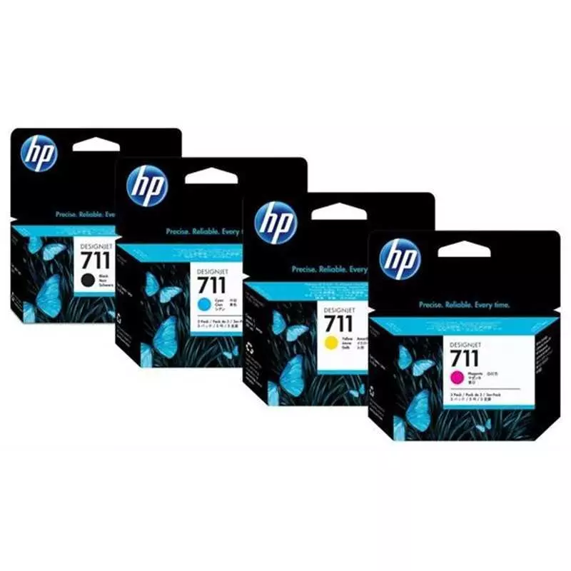 Cartouche d'Encre HP-711 Noir, Rouge, Jaune, Bleu
