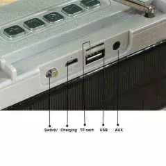 Enceinte bluetooth TG-280 avec panneau solaire, lampe de poche, antenne et sangle