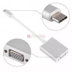 Adaptateur vidéo USB 3.1 de type C à VGA Convertisseur mâle Silver
