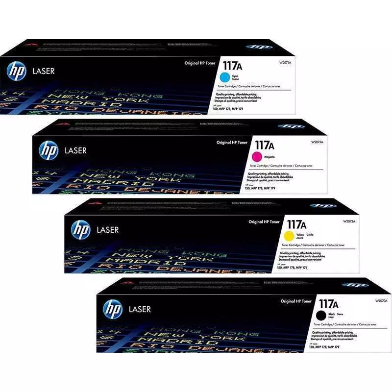 Cartouche Toner HP 117A Noir / Bleu / Jaune / Rouge Original