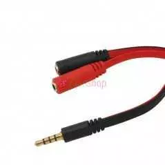 Adaptateur de casque jack 3.5 mm 2 en 1 micro et câble audio pour casque de jeu à double prise PC PS4 / smartphone / PC