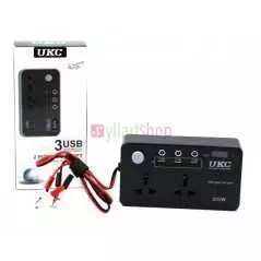 Convertisseur UKC auto onduleur 12V-220V 200W avec écran (3 USB, 2 prises, 3 ports 5.5x2.5)