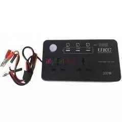 Convertisseur UKC auto onduleur 12V-220V 200W avec écran (3 USB, 2 prises, 3 ports 5.5x2.5)