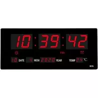 Horloge murale numérique LED 18.9 pouces, grand écran avec température date et jour de la semaine et calendrier