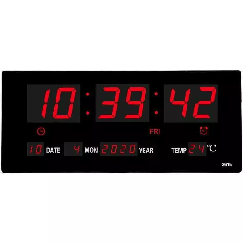 Horloge murale numérique LED 18.9 pouces, grand écran avec température date et jour de la semaine et calendrier
