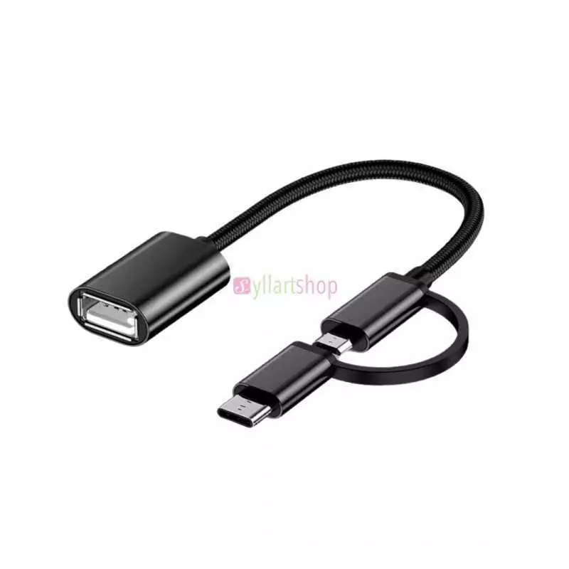 Adaptateur OTG 2-en-1 (USB Type-C + Micro-USB) | Convertisseur USB-A Femelle Universel