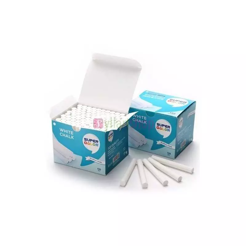 Craie blanche lisse ronde sans poussière Jordan EXW100, blanc (boîte de 100)