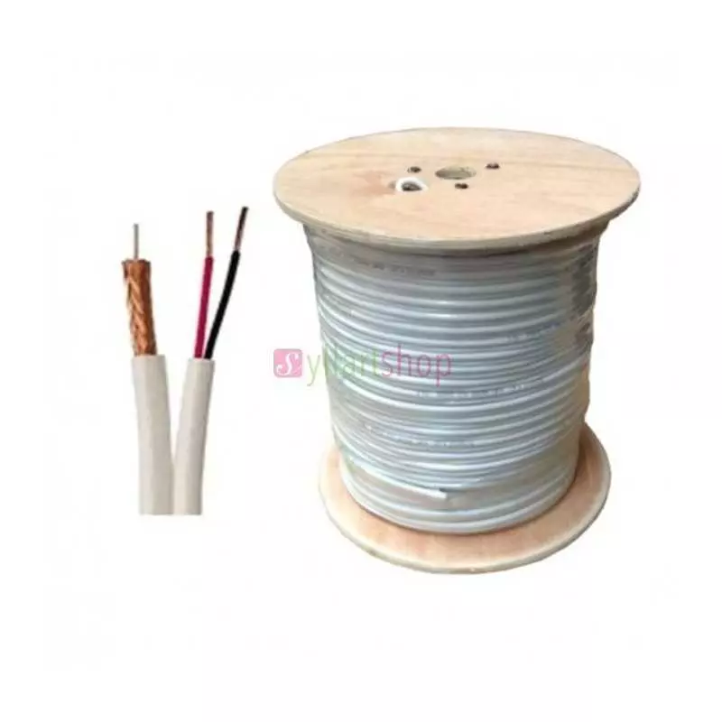 Câble Coaxial RG59 + Alimentation 2C | Vidéosurveillance CCTV 75 Ohms | Câble 2-en-1