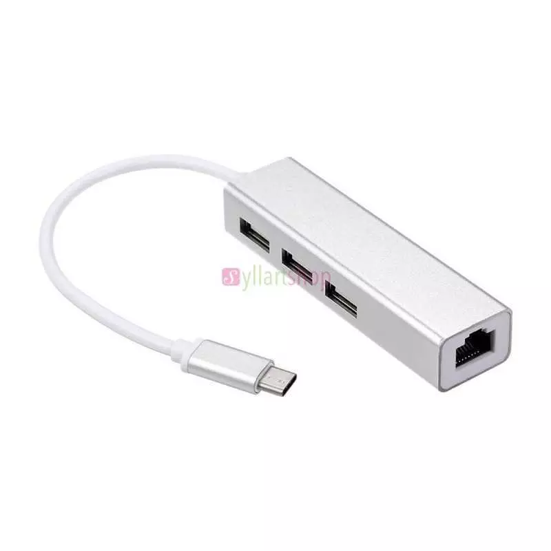 Adaptateur USB C vers Ethernet avec Type C USB 2.0 HUB 3 Ports RJ45