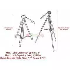 Trépied vidéo avec tête Fluide d'amortissement Kingjoy VT-1500 avec Verrouillage