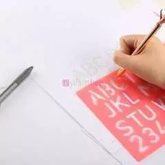 Trace Lettre en Plastique Règle à Lettres Normographe pour ecrire Alphabet Symbole Dessin Semi Transparent