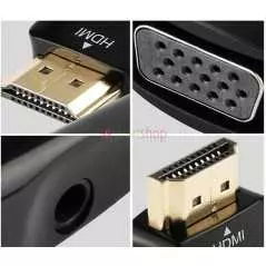 Adaptateur HDMI vers VGA, HD 1.4 P mâle vers femelle, avec câble Audio de 1080mm