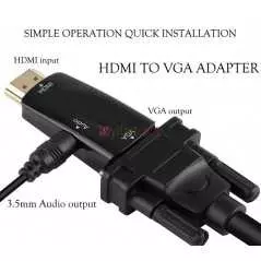 Adaptateur HDMI vers VGA, HD 1.4 P mâle vers femelle, avec câble Audio de 1080mm