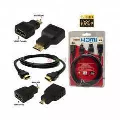 Câble HDMI 3 en 1 vers Micro HDMI + Mini HDMI + HDMI Mâle-Mâle