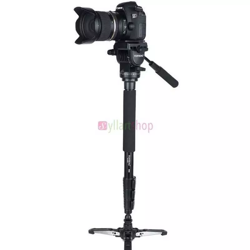 YUNTENG VCT-588 Pro | Monopode Vidéo avec Base Trépied et Tête Fluide