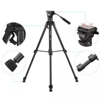 Trépied Yunteng VCT-880 vidéo professionnel en Aluminium  avec tête panoramique pour appareil photo reflex numérique