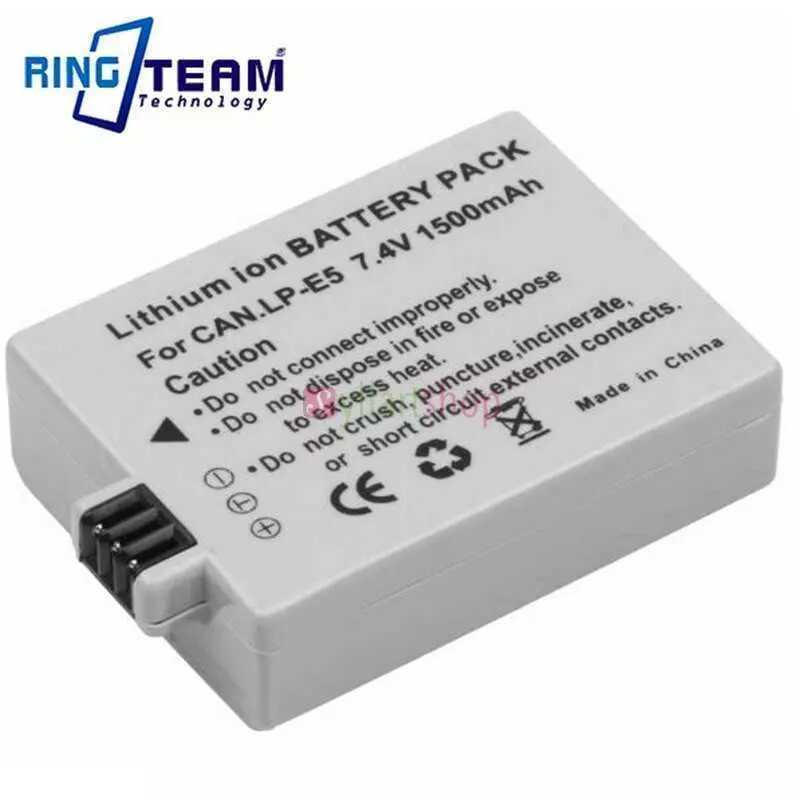 Batterie Canon LP-E5 Pour Appareil Photo Canon EOS 450D, EOS Kiss F, EOS Rebel Xsi, EOS 1000D, EOS Kiss X2