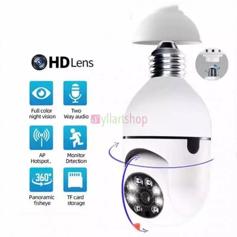 Caméra de sécurité 360° Type de mise au point rotative, vision nocturne