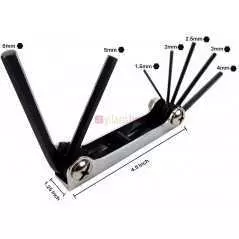 Jeu de clés hexagonales, 7 pièces pliantes, tailles métriques de 1.5 mm à 6mm