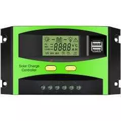 Contrôleur de Charge Solaire PWM 50A 12V/24V Intelligent | Double USB & Écran LCD