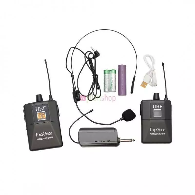 Microphone sans fil portable UHF W-15C (10 canaux sélectionnables) - 2 casques