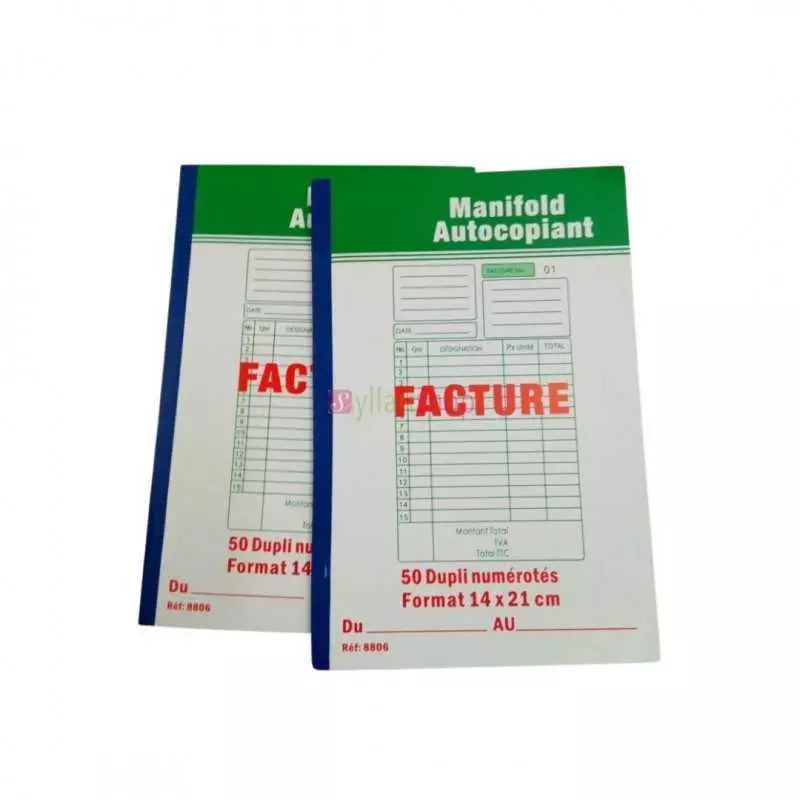 Facture 50 dupli numérotés format A5 14x21cm