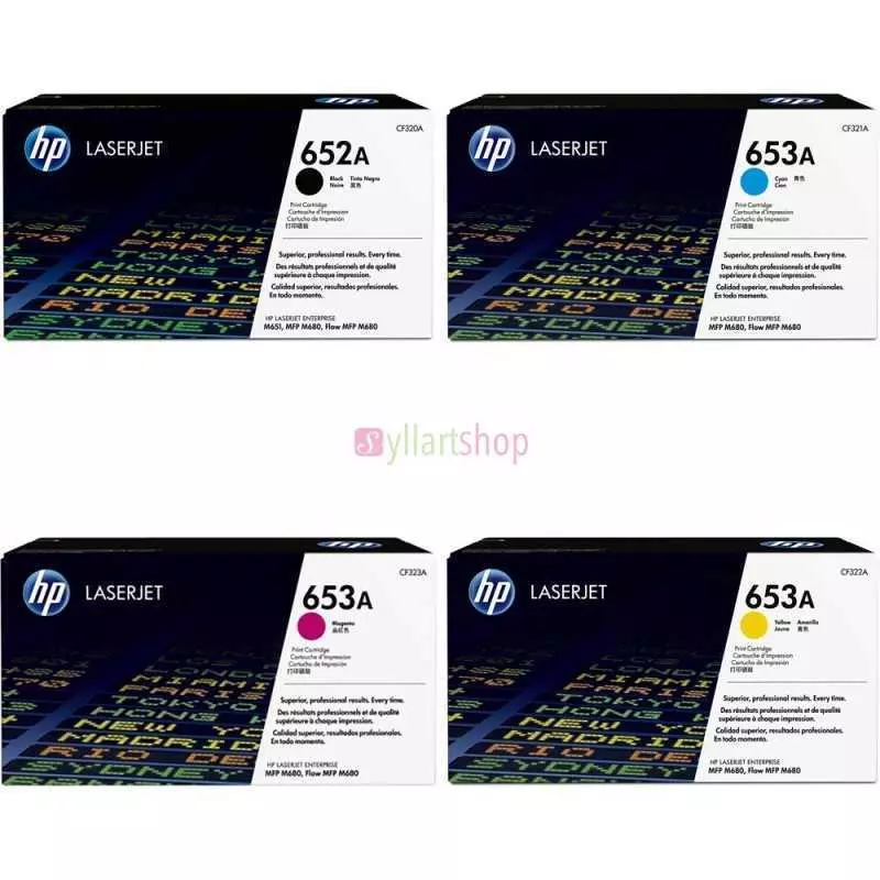 Cartouche de toner HP 652A/653A noir cyan magenta yellow original