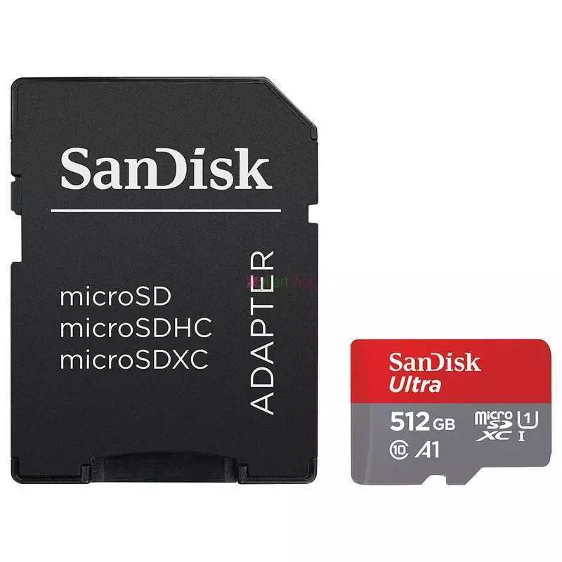 Carte Mémoire + Adaptateur SD | SanDisk Ultra 512 Go MicroSDXC A1 | 150 Mo/s U1