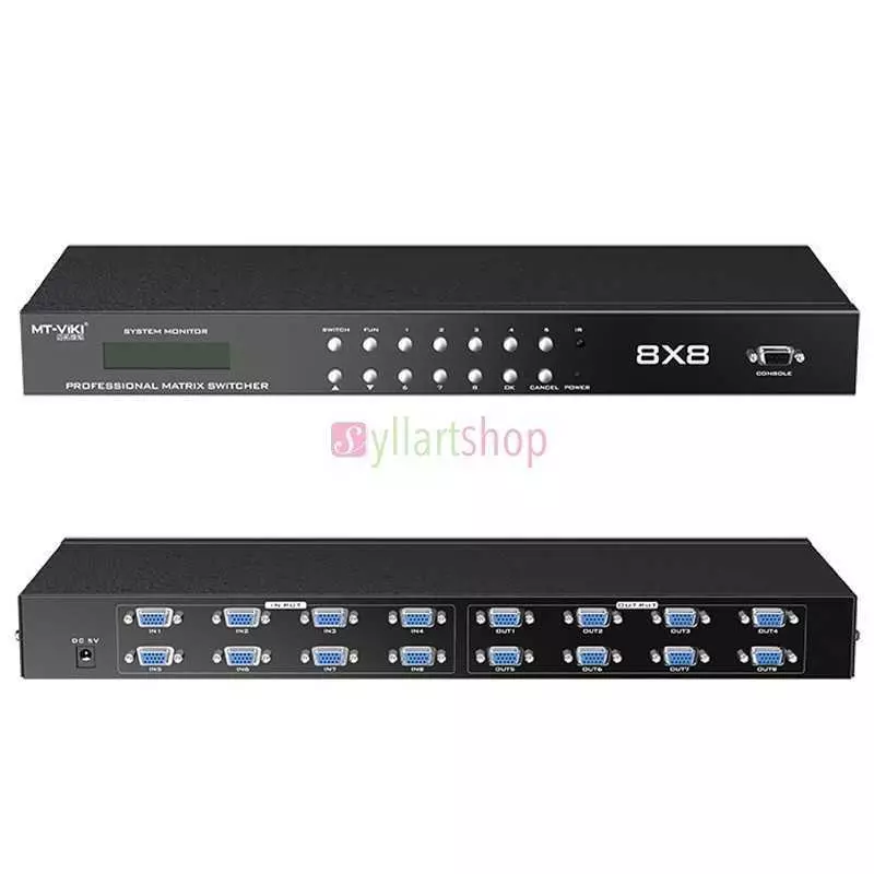 Switch matriciel audio vidéo VGA 8 entrées 8 sorties avec telecommande IR MT-VIKI MT-VT818